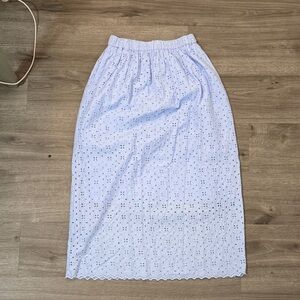 Elegant Eyelet Midi Skirt in Light Blue